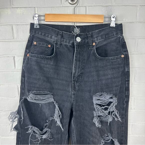 BDG Urban Ouffitters Black Distressed Baggy Boyfriend Jeans Size 28 - Picture 4 of 11